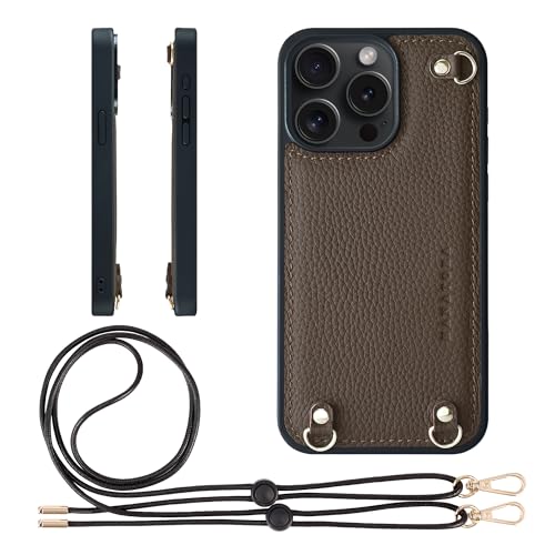 HANATORA for iPhone 15Promax �P�[�X MagSafe �Ή� �{�v �ϏՌ� �o���p�[�^ �X�}�z�P�[�X �X�}�z �V�����_�[�X�g���b�v �t�� �V�������N���U�[ �M�t�g �}�O�Z�[�t�Ή� �g�[�v D3GZ-15Promax-Taupe