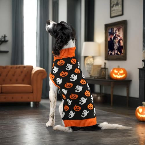 Pull d'Halloween pour chien et chat tricot col roulé citrouille taille XL - 7