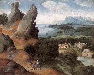 Peinture à l'huile Landscape with The Flight Into Egypt pour habiller un grand mur vide