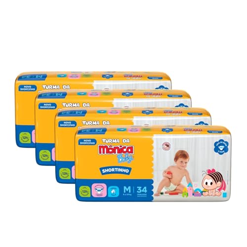 Fralda Turma da Mônica Baby Shortinho Jumbo M 136 Unidades