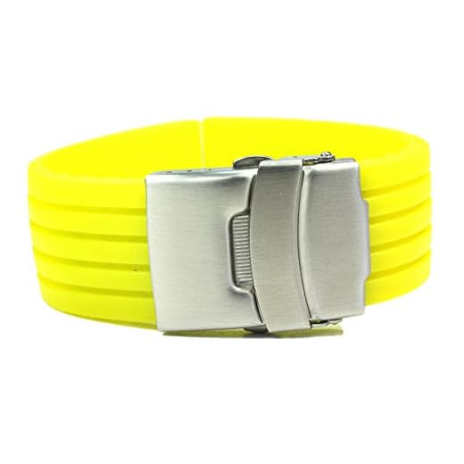 Unbekannt Gelbes Gummi-Armband aus Silikon, tauchfest, 24 mm, Faltschließe, Armband, Sport