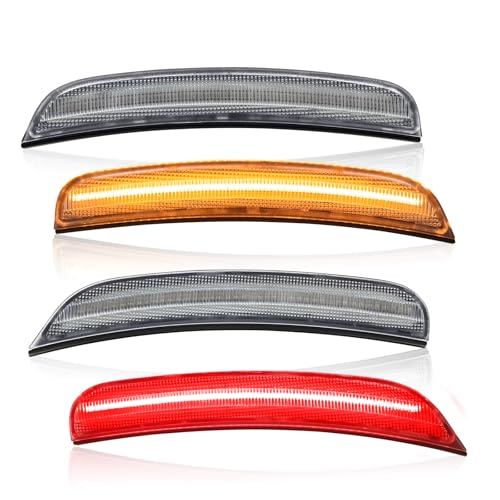 LUDARM LED Side Marker Lights Compatible with 2015-2025 Charger SXT Scat pack SRT Hellcat Widebody Front Rear fender Marker Lamps (A3:Clear Lens Front(amber)+Real(red) light)