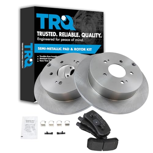 Image of TRQ Rear Brake Pad and Rotor Set Semi Metallic Solid Rotors