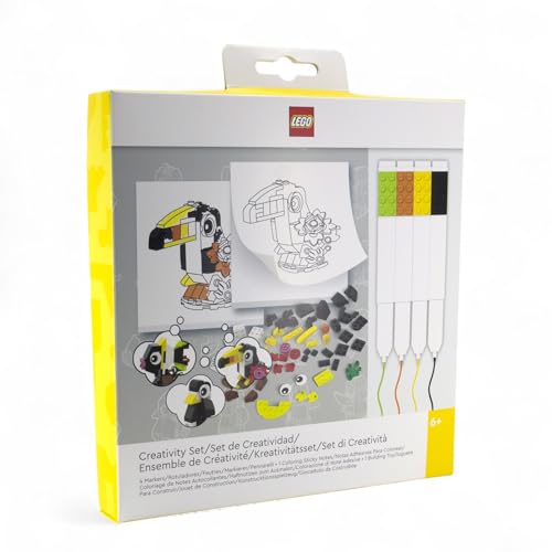 LEGO Stationery Creativity Set with Building Toy - Animal (53666), Includes 1 Sticky Note Pad, 4 Markers, 1 LEGO Building Toy