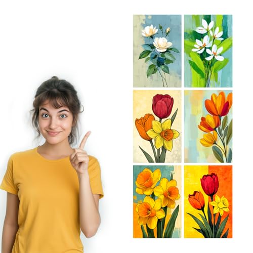 Image of SiddArtify Floral Wall Art Prints Set - Botanical Flower Poster Decor for Living Room Bedroom Office - 12x18 inch Board Pack of 6