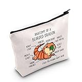 G2TUP Bearded Dragon Lover Gift Anatomy Of A Bearded Dragon Makeup Bag Bearded Dragon Mom Cosmetic Bag Bearded Dragon owner Gift Zipper Travel Bag (Anatomy Of A Bearded Dragon White Bag)