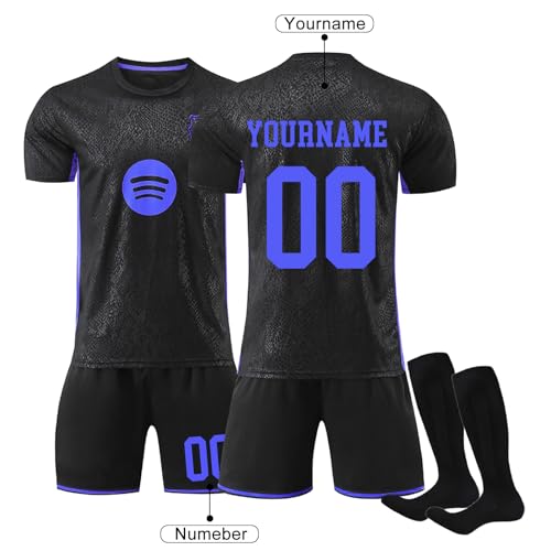 F.C.Barcelona 2025/2026 Camiseta de Fútbol Personalizadas para Hombres y Niño, Nueva Temporada Equipación de Fútbol DIY Nombre Número con Conjunto Top Pantalón Corto y Calcetines Regalo de Barça