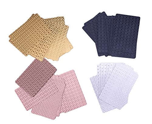 Succuna Playing Cards Waterproof Poker Cards Foil Plastic Playing Card 4 Decks Of Cards For Adults Black Gold Pink White #TOP3