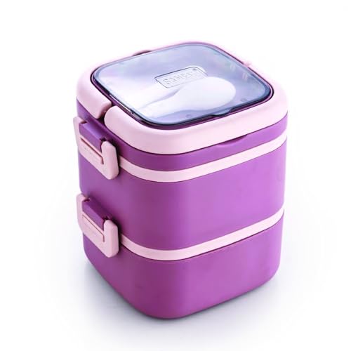 Image of Ganesh 2 Compartment Cubex Insulated Food Container with Attractive Spoon - Airtight Leak-Proof Lunch Box for Office, School, Picnic 760ml- Peach