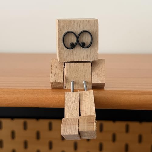 Bafiwu Schüttelmann aus Holz, lustige Wackelfigur fürs Auto, handgefertigter wackelnder Holzmann als Armaturenbrett-Deko, Schreibtischfigur & Geschenkidee
