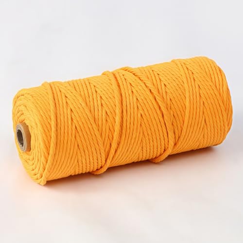 HSTWODE 1/6 cuerdas de algodón, cuerda de macramé de 4 mm, cuerda de algodón, 6 colores, hilo de macramé, para colgar, manualidades, manualidades, punto, manualidades (amarillo2#)