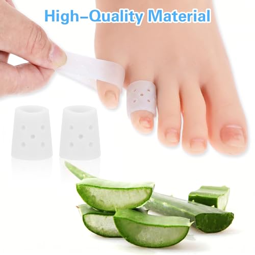 Image of Gjinxi Silicone Toe Sleeves, 24 Pcs Soft Gel Protector Toe Cushions Cuttable Pinky Toes Sleeves Protectors Corn Protectors Pain Relief Toes Tube Pads for Hammer (White, Breathable)