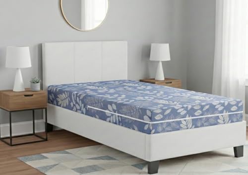 Image of HOMEKART Premium Cotton 220TC 72 x 78 x 8 Single Size Mattress Cover Protector with Zip /Chain|Provides All Around Protection - 1 pc (72 x 78 x 8) (Blue)
