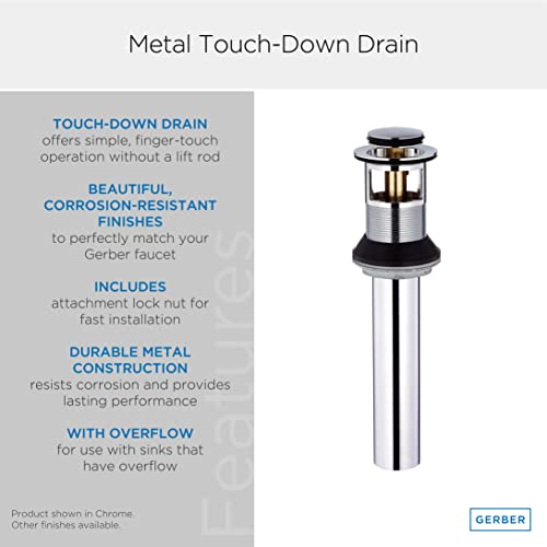 Danze DA505918 Metal Touch Down Drain Assembly, 1 1/4-Inch Tailpiece Diameter, Chrome - image 3