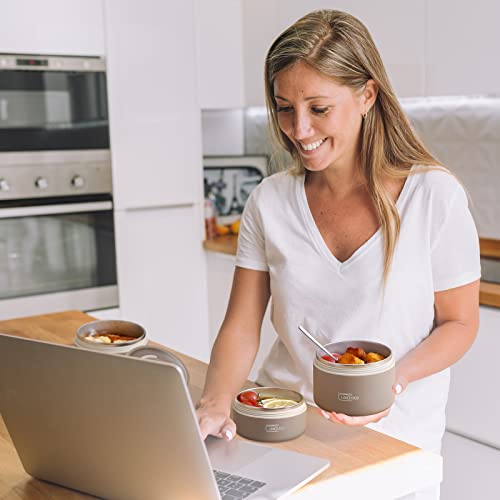 Stainless Steel Bento Box Adult Lunch Box, Portable Insulated Food Lunch Container Set With Thermal Lunch Box, 4 Separate Stackable Lunch Container For Adult Kids Men Women, 66 Oz/8.25 Cup, Brown #TOP7