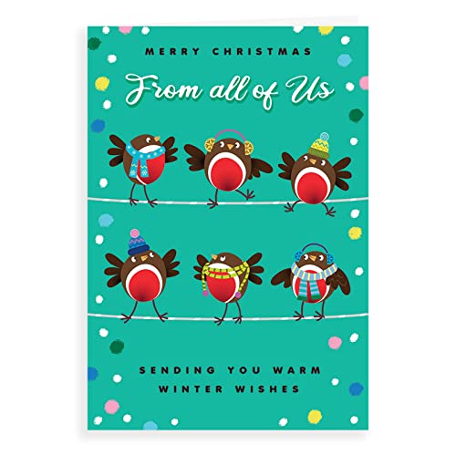 Piccadilly Greetings Character Christmas Card From All Of Us - 7 x 5 inches