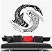 WYLYSD YIN YANG KOI Pesce Natura Animali Adesivi Murali Yin yang Pesce Carpa Adesivo Cerchio Mandala Decalcomania per Complementi Arredo Casa 68X57 CM
