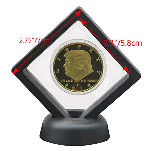 Sh Challenge Coin Display Frame, 3D Floating Display Case Stand Holder, Medallion Medal Specimen Military Coin Clear Box (Black) #TOP4