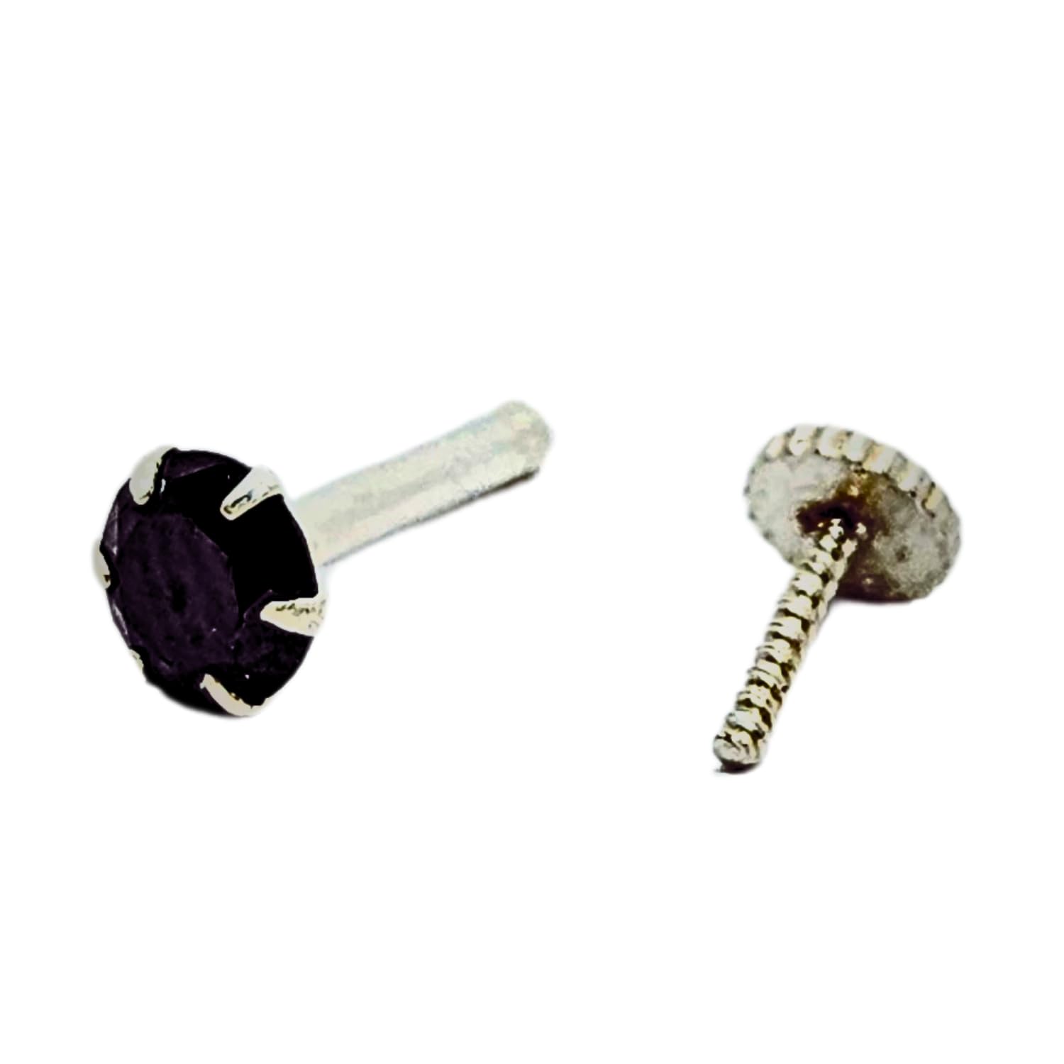 DARSHRAJ 925 Sterling Silver Black Zircon Nose Pin with Screw Back for Girls Women 4 MM Single Pcs (B08JVCSMB7) Amazon Price History, Amazon Price Tracker