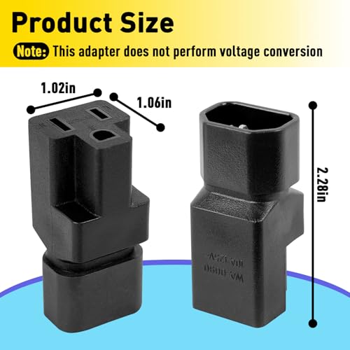 10PCS IEC320 C14 Male to Nema 5-15R PDU USA UPS Power Plug Extension Adapter, Power Converter Adaptor with 3 Pin Female, IEC C14 Male Plug to Nema 5-15R Electronic Adapter - Thumbnail 3