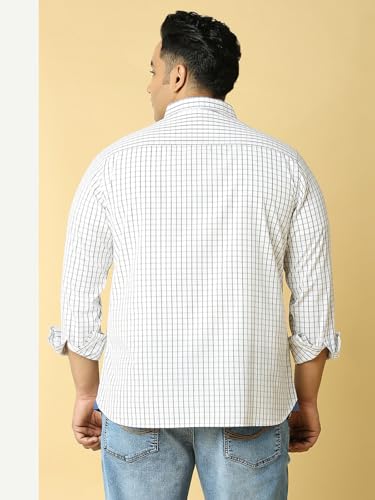 Image of Thomas Scott Men Pure Cotton Regular Plus Size Premium Checked Casual Shirt