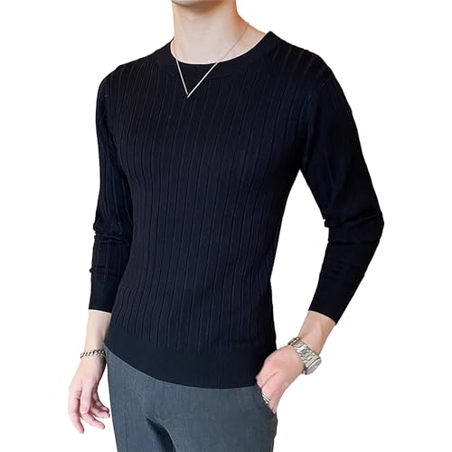 Pull col rond en tricot torsadé ajusté pour homme pour l'automne