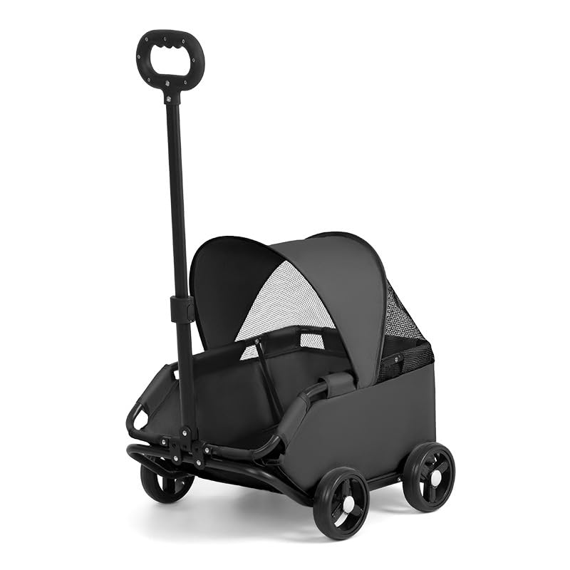 Pet car, convenient for carrying during car trips and walks, foldable, space-saving, suitable for pet dogs and cats (Black, XL)