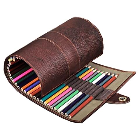 Leather Art Brush Multi Slot Pen Bag Color Brush Insert Bag。 (Color : Brown) Cover