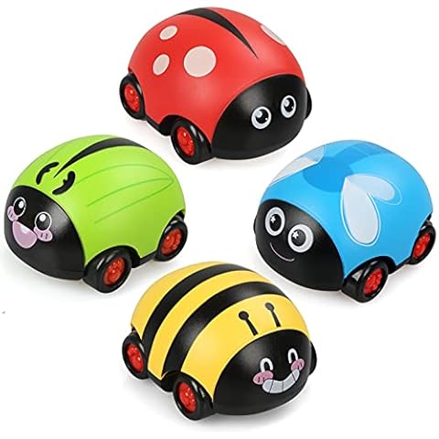 LEADSTAR Aufziehauto, 4 Stück Spielzeugauto Set Baby Auto Spielzeug Fahrzeuge Reibung Zurückziehen Spielzeugautos Autos Kinderspielzeug Strumpffüller für Jungen Mädchen Kinder ab 1 2 3 Jahre Cover