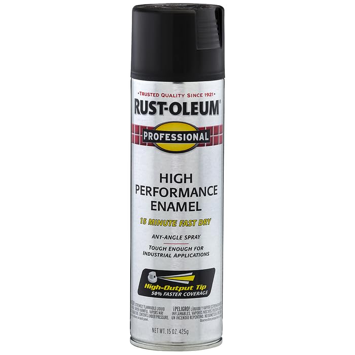 Image of Rust-Oleum 7578838-6PK Professional High Performance Enamel Spray Paint, 15 oz, Flat Black, 6 Pack