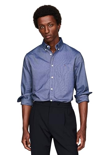 Image of Tommy Hilfiger Men's Long Sleeve Oxford Shirts in Regular Fit, Men's Button Down Shirts, Also Available in Big and Tall