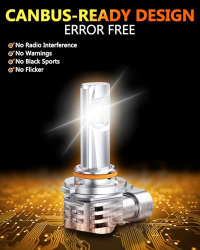 Image of OXILAM 9005 9006 LED Bulbs Combo, 900% Brighter 6500K Cool White Driving Bulbs, 60,000Hrs Lifespan, IP68, 1:1 Size, Anti-Flicker Fog Light, Plug & Play, Pack of 4