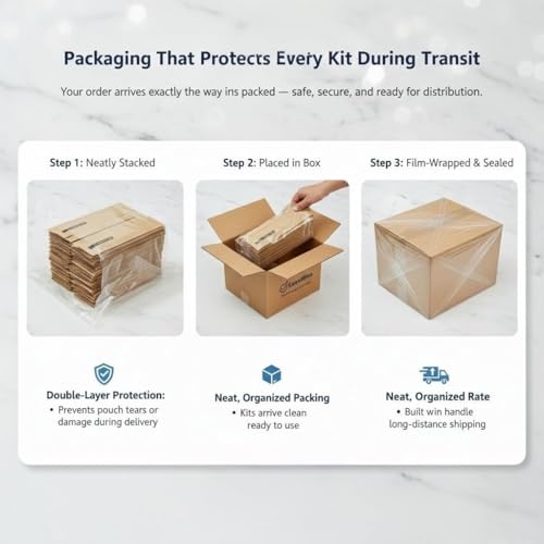 Image of 50 Pack Double Dental Kits - 2 Toothbrushes & 1 Toothpaste per Set - Eco-Friendly Kraft Paper Pouch - Guest Amenities for Airbnb, Hotels, Gym & Spas