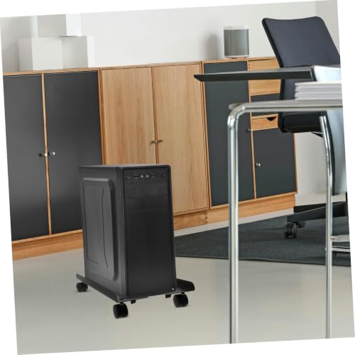 Soporte móvil para torre de computadora con ruedas para uso bajo escritorio y en el piso, soporte de acero laminado en frío con acabado negro resistente, adecuado para hogar y oficina, protección para CPU miniatura 7