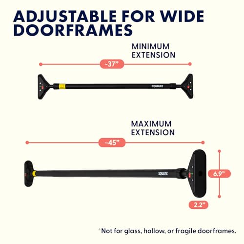 Squatz Doorway Pull Up Bar, Adjustable 37-47" Door Frame Pull Up Bar with Level Meter, Locking Mechanism & Foam Grips, No Drill Chin Up Bar for Door Frame, Portable Design for Home Workouts by SQUATZ - Image 7