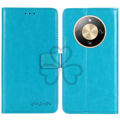 TienJueShi Blue Book Stand Retro Flip Leather Protector Phone Wallet Gel Cover Etui TPU Silicone Case For Honor Magic 8 Lite 6.7