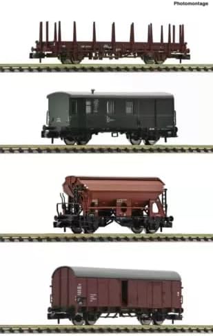 Fleischmann 6660044: Freight car set freight train DB Ep.IV 4-piece 1:160 | Fleischmann 6660044 Freight Car Set 4 Piece DB Ep.iii N Gauge New | 救急車 | ノーブランド品