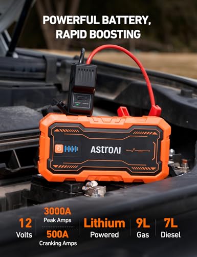 AstroAI S8 Pro Draagbare Auto-Starthulp, Auto-acculader Voor Benzine- en Dieselmotoren, Starthulp, Tot 9,0 l Benzine en 7,0 l Diesel - Afbeelding 3