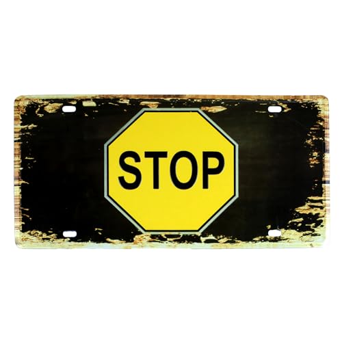Image of inchStop inch Vintage Retro Metal Signs - License Wall Plate, Car Tag - Ideal for Cafe, Restaurant, Shop, Home, Hotel, Club, Office, Living Area - Design Plaque