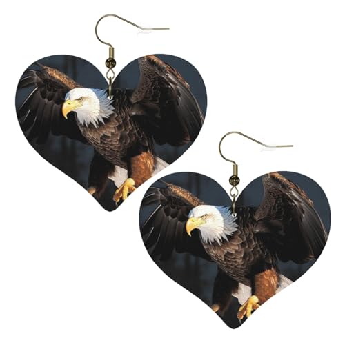 3D Bald Eagle Leather Earrings for Women Heart Earrings Lightweight Dangle Drop Earrings Cute Jewelry Gift