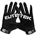 EliteTek Men's Football Gloves RG-14 Super Tight Fitting Football Gloves - Easy Slip On Design No Wrist Strap for Men (Black, Adult L)