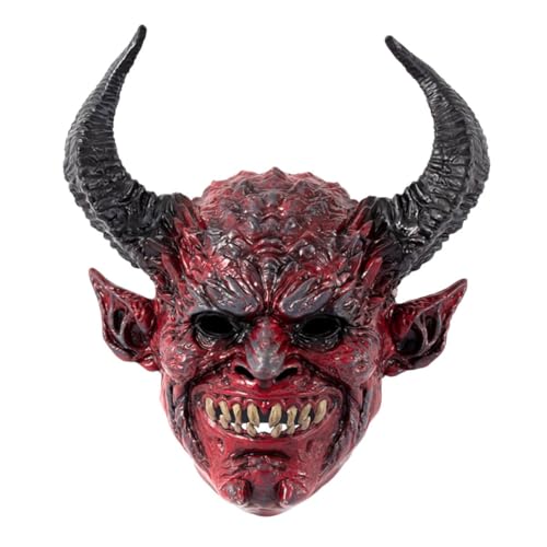 Masque de diable cornu rouge confortable sans douleur pour déguisements d'horreur de nuit
