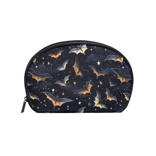 Mnsruu Women Cosmetic Bag for Purse Small Shape Gothic Skull Bat Makeup Bag Accessories Purse Bag Travel Organizer Pouch with Compartment