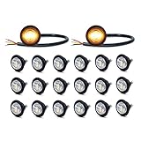 Meerkatt (Pack of 20) 3/4 Inch Round Clear Lens Amber 2835 SMD Chipset 3 Diodes Super Bright Side Marker Lights with Grommet for Caravan RV Jeep Trailer Pickup Truck SUV ATV 12V DC Turn Tail 3led-HL