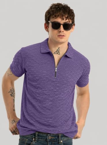 Image of Preneum Men's Solid Polycotton T-Shirt | Collared Neck | Half Sleeve | Regular Fit | Everyday Casual Wear (Available in Plus Sizes)