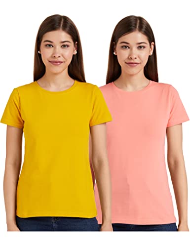 Image of Amazon Brand - Symbol Women Cotton Stretch Regular Fit Round Neck Half Sleeve T-Shirt (Available in Plus Sizes)