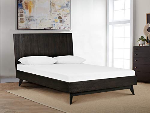 Armen Living Loft Acacia Mid-Century Platform Queen Bed, Brushed Brown-Grey