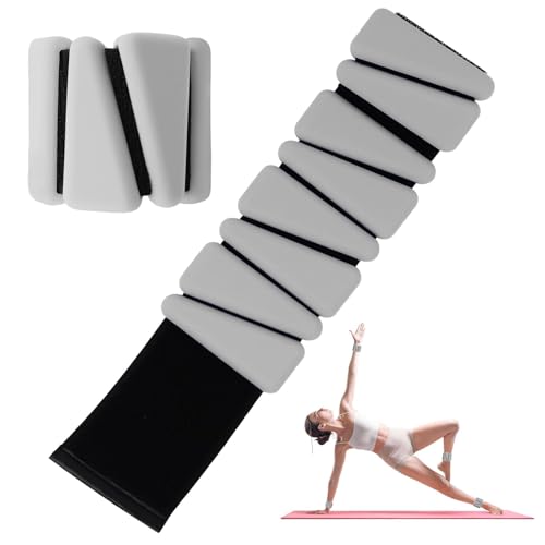 Wrist Weights Set of 2, Adjustable Silicone Workout Weights for Women and Men, Wearable Ankle/Wrist Weights Suitable for Yoga, Dance, Pilates, Pool Exercises and Jogging, 2lb