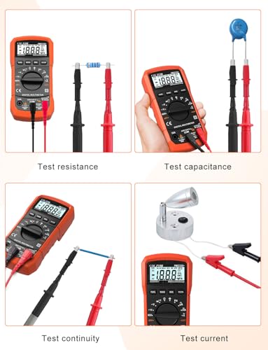Digital Multimeter mit automatischer Bereichswahl, Multifunktionstester, der AC/DC Voltage, AC/DC Current, Widerstand, Durchgang, Kapazität, Frequenz und Diodentests, Datenhaltung und NCV misst.