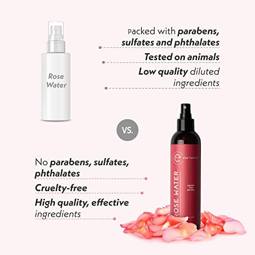 Eve Hansen Organic Rose Water Spray – Pure Rosewater Face & Hair Mist for Hydration & Refreshing Glow | Facial Toner & Makeup Setting Spray | Alcohol-Free & Vegan | 4 oz - Thumbnail 4
